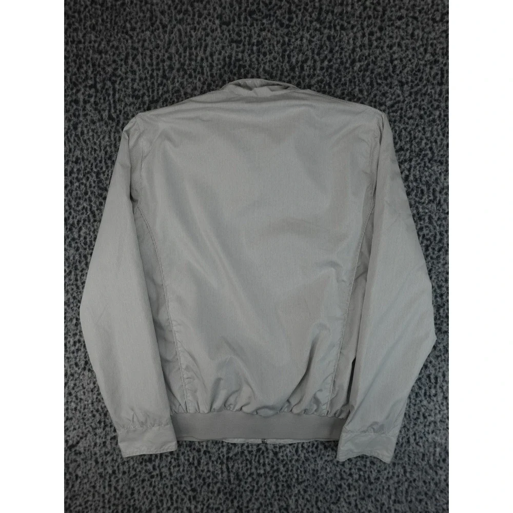 Koton Bomber Jacket Mens S Grey White Micro Stripe Zip Up Mock‎ Neck Good